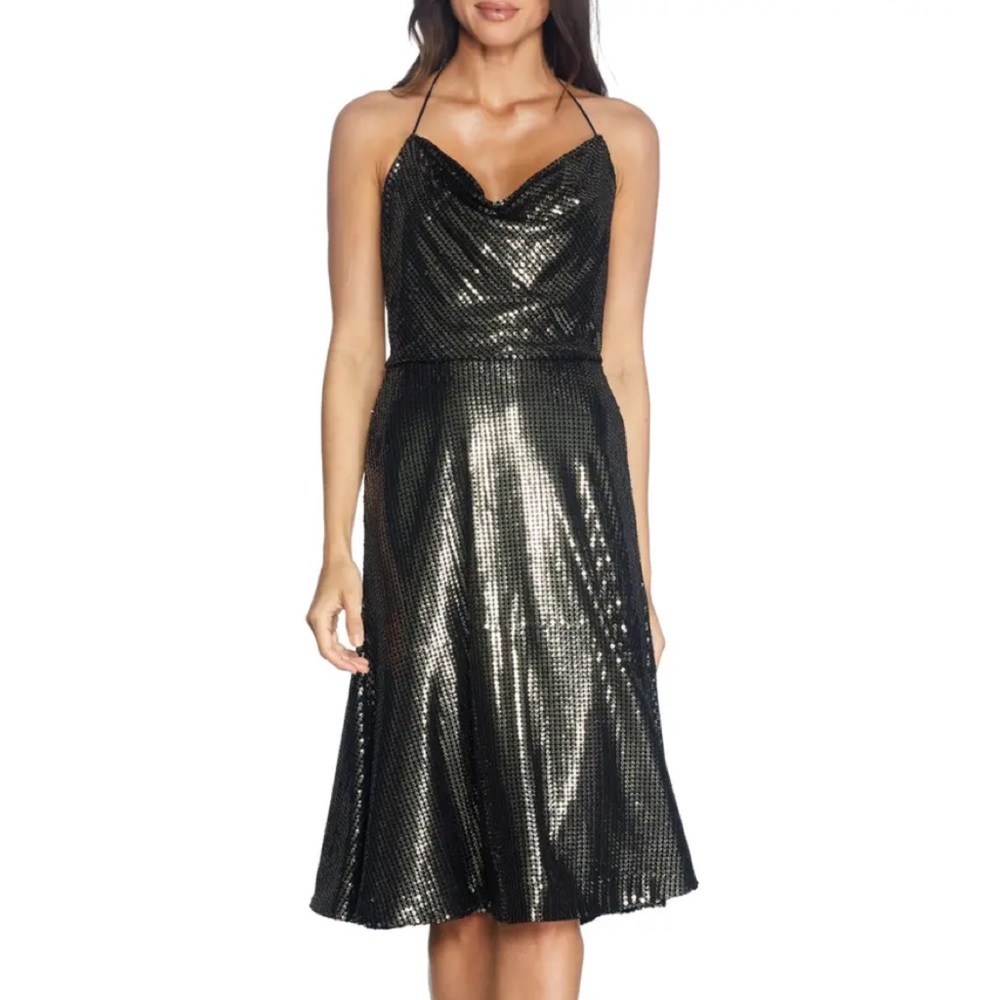 NWT Dress the Population Zherra Sequin Halter Dress size large